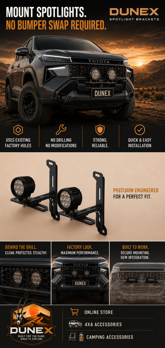 DuneX Spotlight Bracket Toyota Hilux +2026