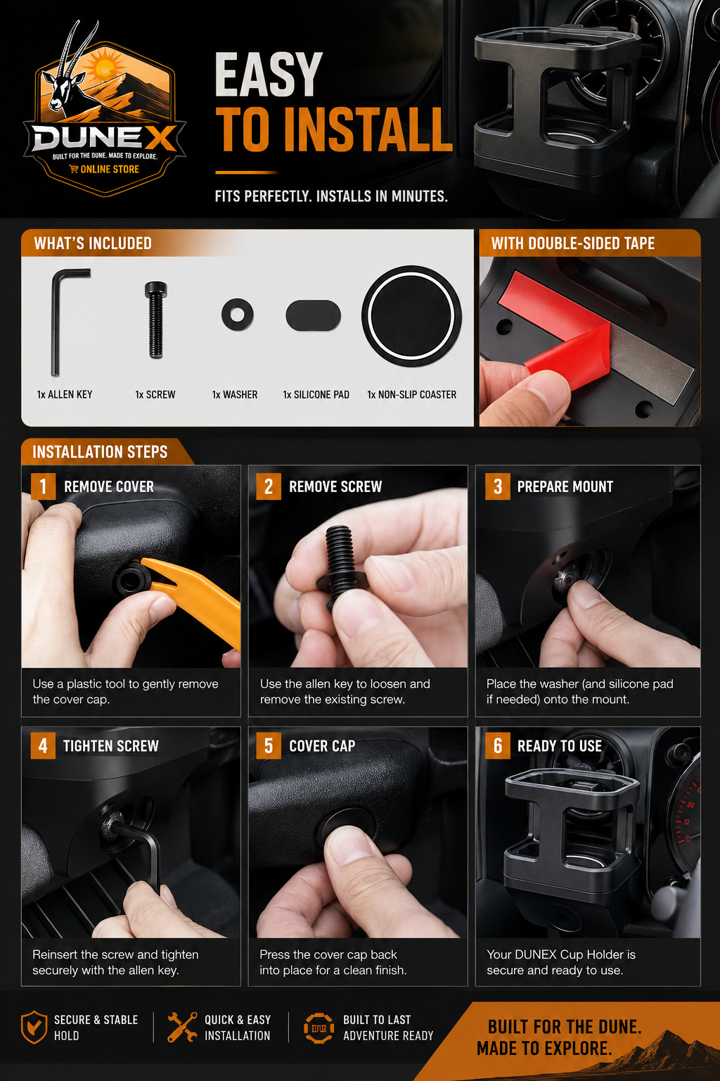 DuneX Suzuki Jimny Gen 4 Cup Holder