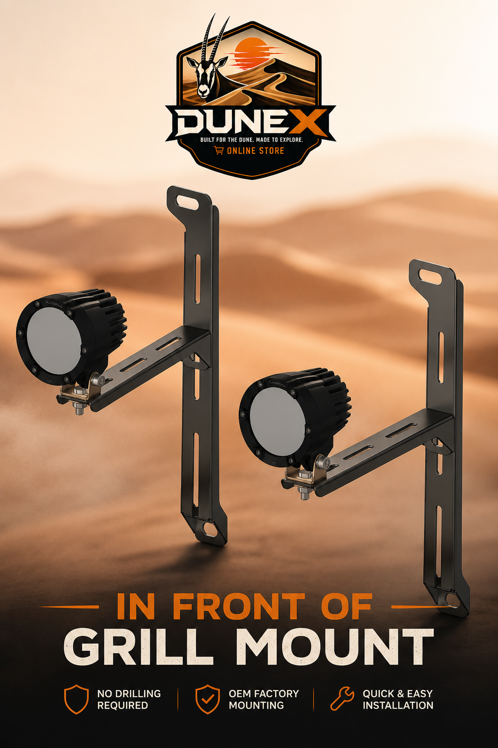 DuneX Spotlight Bracket Toyota Hilux +2026